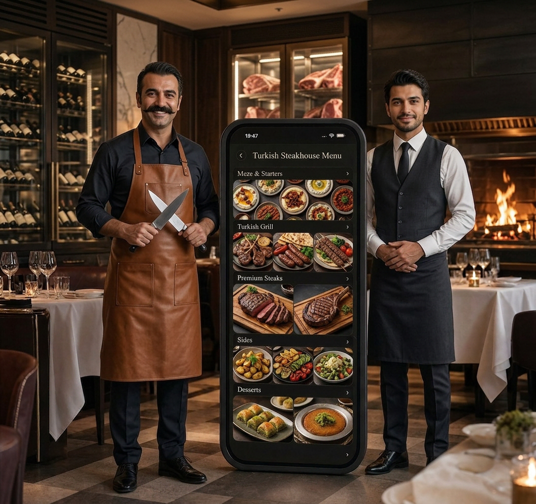 VenueStory menu in a Turkish steakhouse